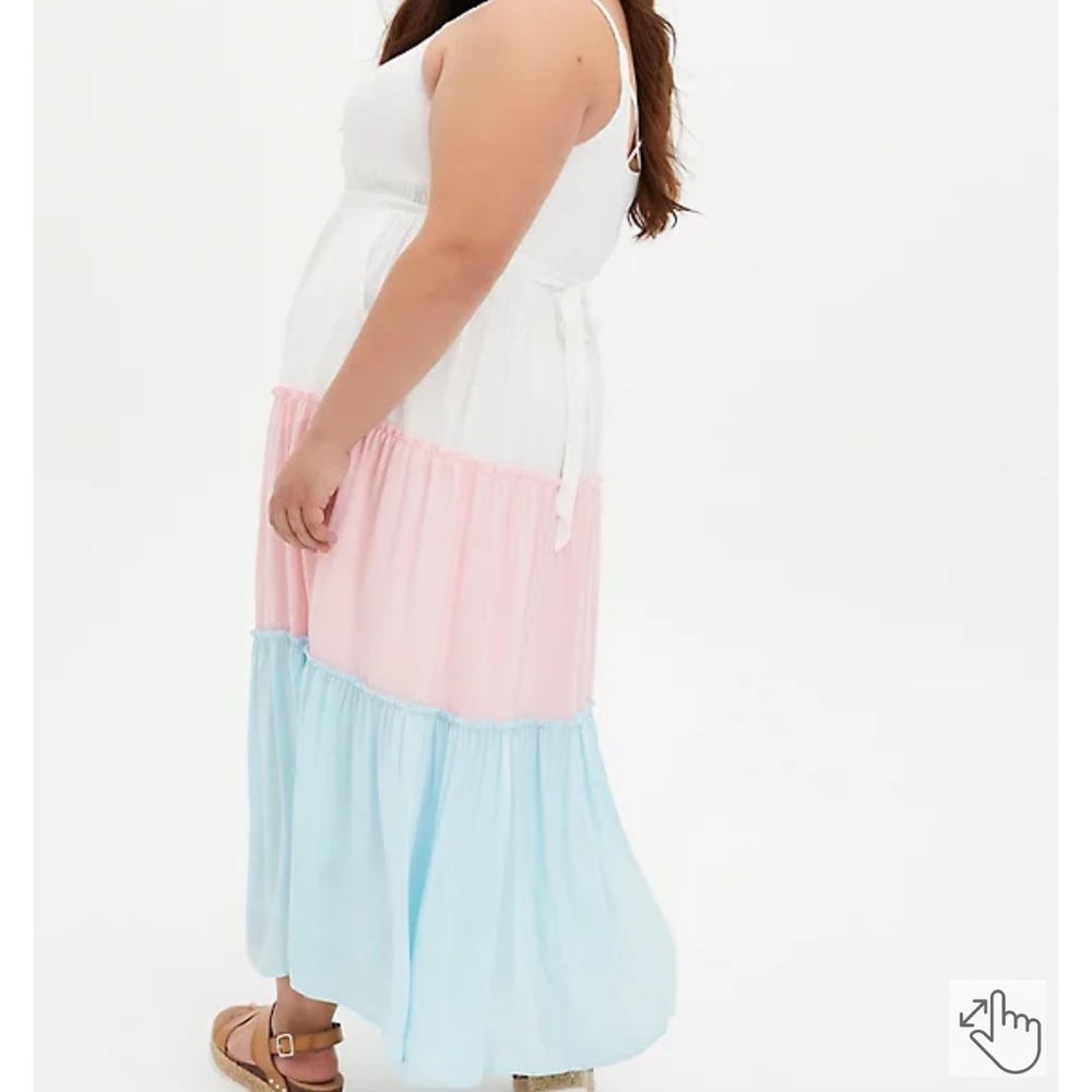 Torrid Multi Colorblock Challis Tiered Maxi Dress - Picture 3 of 3